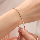 14K Yellow Gold Hollow Tube Bangle Bracelet
