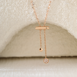 14K Rose Gold Round Lab Diamond Latch Pendant Necklace