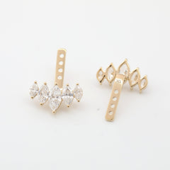 10K Yellow Gold Marquise Lab Diamond 5 Stone Ear Jackets