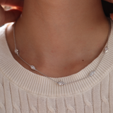 14K White Gold 2.5 ct tw Marquise Cut Lab Diamond Bezel 5-Stone Station Necklace