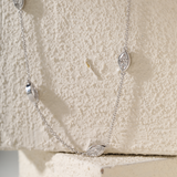 14K White Gold 2.5 ct tw Marquise Cut Lab Diamond Bezel 5-Stone Station Necklace