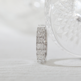 14K White Gold 4*3MM Radiant Cut Lab Diamond U Shaped Pave Eternity Band