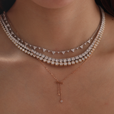 14K Rose Gold Round Lab Diamond Latch Pendant Necklace