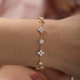 18K Yellow Gold Round Lab Diamond Fancy Shape Station Bracelet