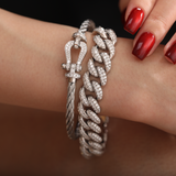 14K White Gold Round Lab Diamond Force Bracelet