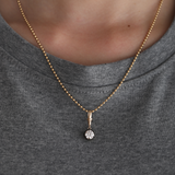 14K Yellow Gold 1ct Round Lab Diamond Pendant Necklace with Black Rhodium Plated Bezel