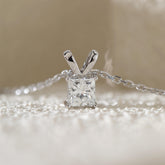 14K White Gold Princess Cut Lab Diamond Pendant (Pendant only)