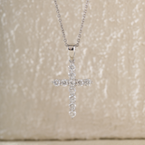 Platinum Round Lab Diamond Cross Pendant Necklace