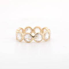14K Yellow Gold 4.5mm Rose Cut Lab Diamond Bezel Eternity Ring
