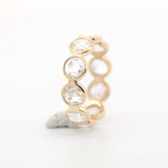 14K Yellow Gold 4.5mm Rose Cut Lab Diamond Bezel Eternity Ring