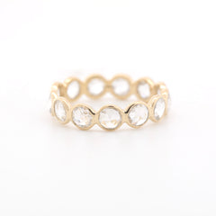 14K Yellow Gold 3.5mm Rose Cut Lab Diamond Bezel Eternity Ring