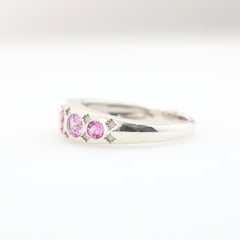 S925 Round Pink Sapphire 5 stone Ring