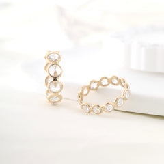 14K Yellow Gold 3.5mm Rose Cut Lab Diamond Bezel Eternity Ring