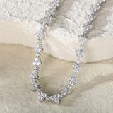 14K White Gold Round Lab Dimaond Cluster Bracelet