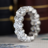 14K White Gold 7*5mm Oval Cut Lab Diamond Eternity Ring