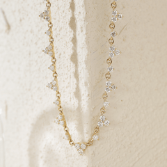 14K Yellow Gold Round Lab Diamond Triangle Choker Necklace