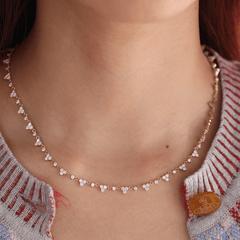 14K Yellow Gold Round Lab Diamond Triangle Choker Necklace