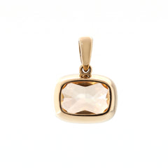 14K Yellow Gold 3.13CT Yellow Cushion Cut Diamond Bezel Set Pendant
