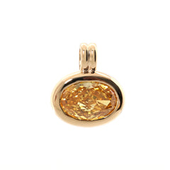 14K Yellow Gold 2.33CT Yellow Oval Diamond Bezel Set Pendant