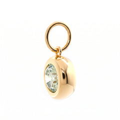 14K Yellow Gold 0.94CT Green Round Cut Diamond Bezel Set Pendant