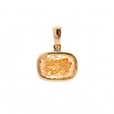 14K Yellow Gold 3.13CT Yellow Cushion Cut Diamond Bezel Set Pendant