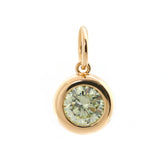 14K Yellow Gold 0.94CT Green Round Cut Diamond Bezel Set Pendant