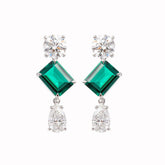 Platinum Lab Zambian Emerald and Diamond Stud Earrings Inspired by a 7 Carat Diamond Ring
