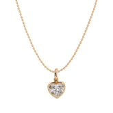 Cherished Moments 14K Yellow Gold Necklace with 2 ct Heart Shaped Lab Diamond Pendant in Bezel Setting
