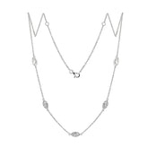 14K White Gold 2.5 ct tw Marquise Cut Lab Diamond Bezel 5-Stone Station Necklace