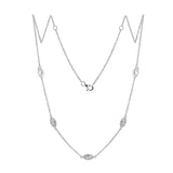 14K White Gold 2.5 ct tw Marquise Cut Lab Diamond Bezel 5-Stone Station Necklace