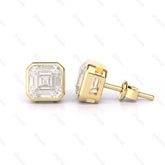 Asscher Cut Bezel Set Stud Earrings - MMR