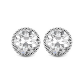 14K White Gold 2 ct tw Old European Cut Lab Diamond Millegrain Stud Earrings