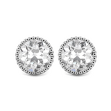 14K White Gold 2 ct tw Old European Cut Lab Diamond Millegrain Stud Earrings