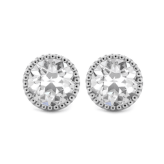 Old European Cut Lab Diamond Millegrain Stud Earrings