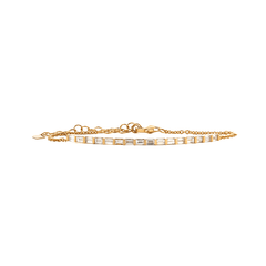 Baguette Cut Lab Diamond Half - Bezel Bangle - to - Chain Bracelet - MMR