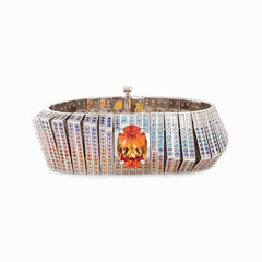 Colored Lab Gemstone Bracelet with 10×14mm Oval Lab Orange Sapphire - MMR