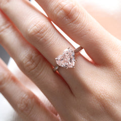 14K Gold (IGI) 3.61ct Heart-Shaped Lab Pink Diamond 4 Claw Prongs Basket Setting Engagement Ring