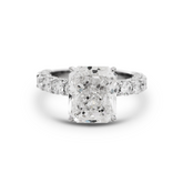 14K White Gold 5.5ct Radiant Cut Lab Diamond Engagement Ring with Hidden Halo and 2/3 Pave Band