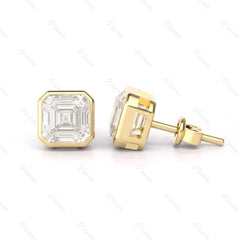Asscher Cut Bezel Set Stud Earrings