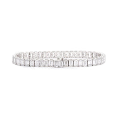 Emerald Cut Lab Diamond 4 - Prong Basket Tennis Bracelet with Box Clasp - MMR