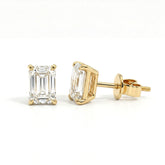 Emerald Cut Lab Diamond Four - Prong Basket Setting Studs - MMR