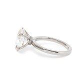 Platinum 6ct Oval Cut Lab Diamond Hidden Halo 4 Prongs Engagement Ring
