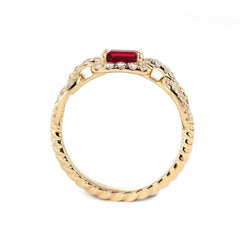 3*5mm Birthstone Ring with Hemp Rope-Shaped Shank