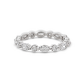 14K White Gold Round and Marquise Cut Lab Diamond Share-prong Setting Eternity Ring