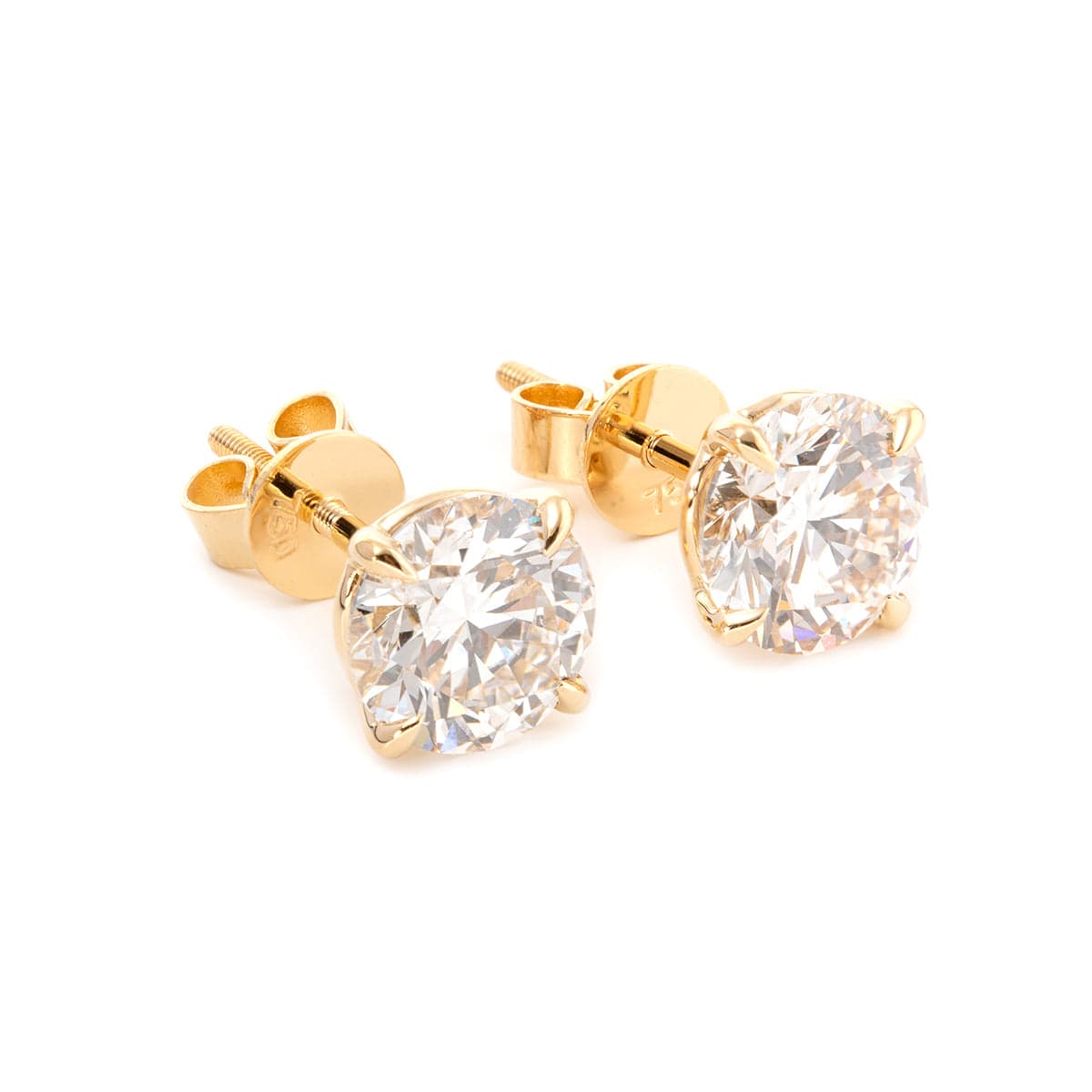 Fiorese 2 carat Round Cut Lab Diamond 14 Karat Gold Four Claw Prongs Martini Setting Stud Earrings for Women (GH+ Color,VS+ Clarity)