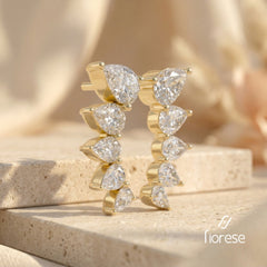 Graduating Slanted Pear Shape Gemstone Earring Studs - MMR