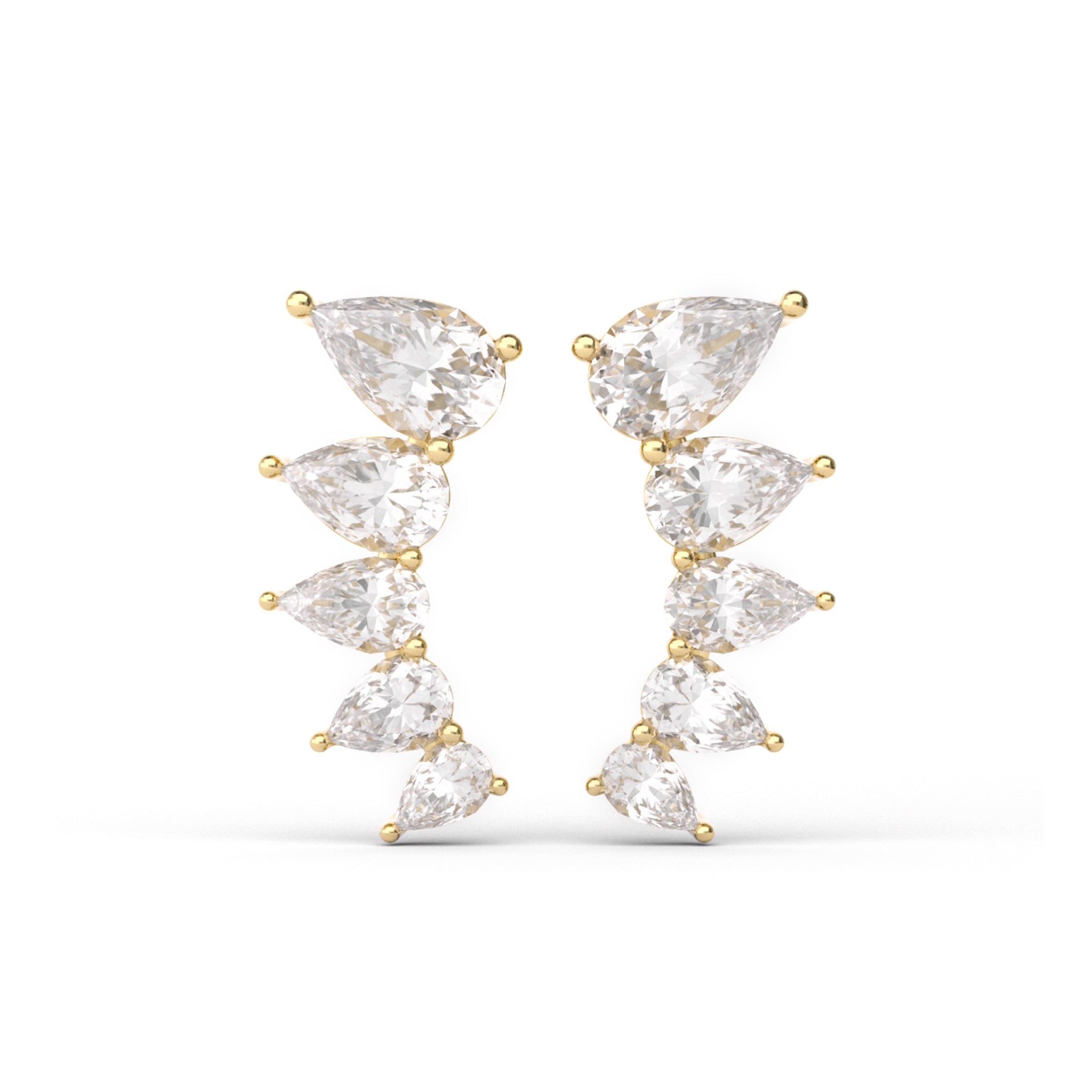 Graduating Slanted Pear Shape Gemstone Earring Studs - MMR