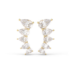 Graduating Slanted Pear Shape Gemstone Earring Studs - MMR
