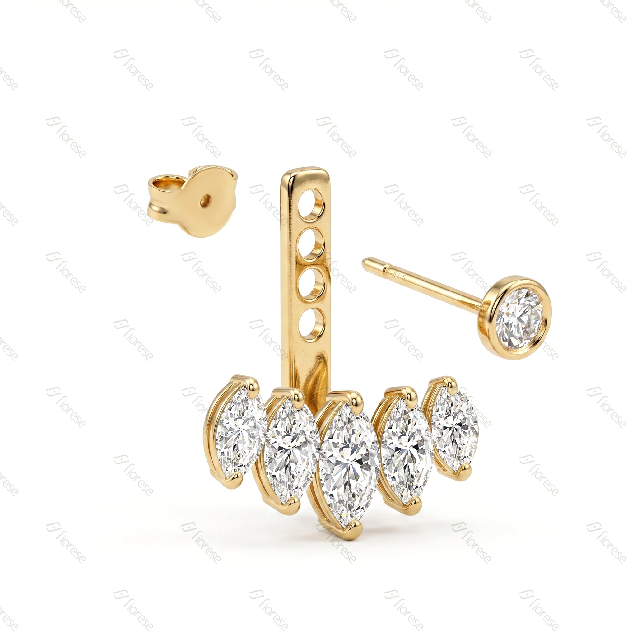 Heart Bezel Drop Earrings - MMR