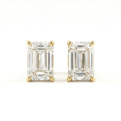 IGI Certified Emerald Cut Lab Diamond 4-Prong Basket Setting Studs - Fiorese Year End Sale - MMR
